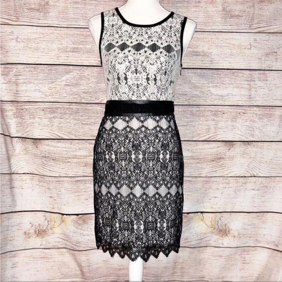 Kensie Dresses & Skirts - Kensie women’s 6 Black and White moody whimsygoth Lace cocktail holiday Dress